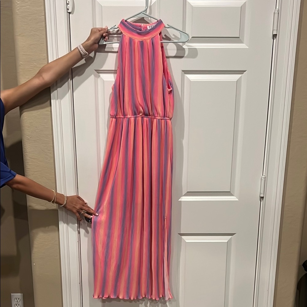 Multi-Colored Pleated Dress